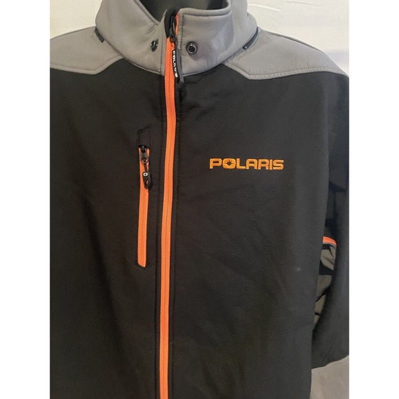 Polaris Racing Men's Softshell Jacket Warm Winter Black Orange Snowmobile XXL‎ - Picture 2 of 7